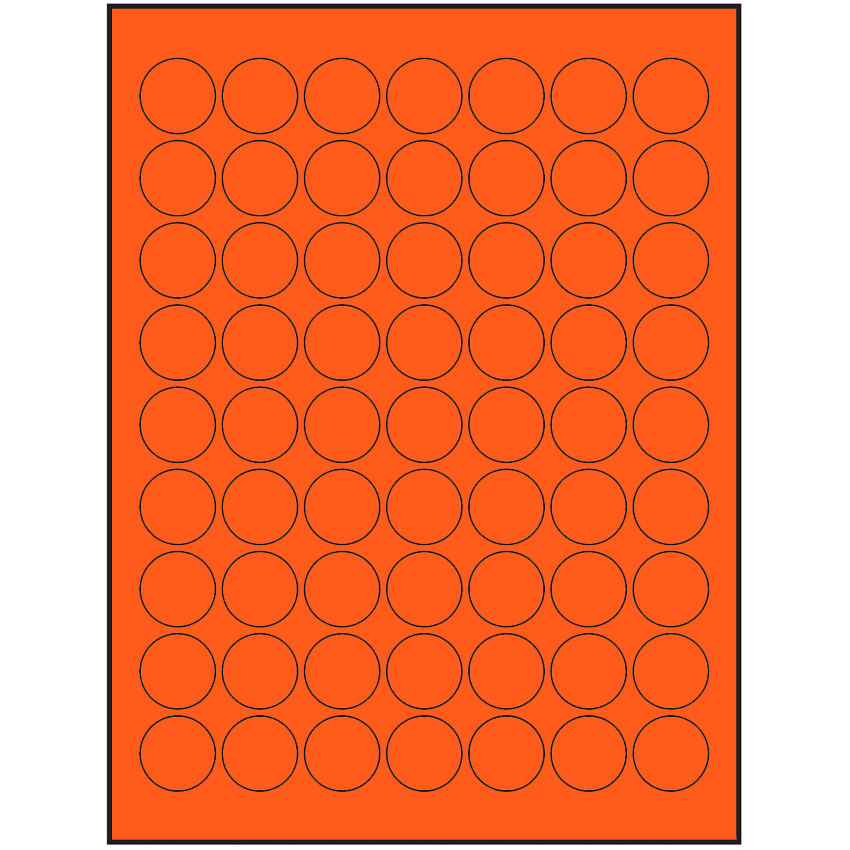 1" Fluorescent Red Circular Sheet Labels