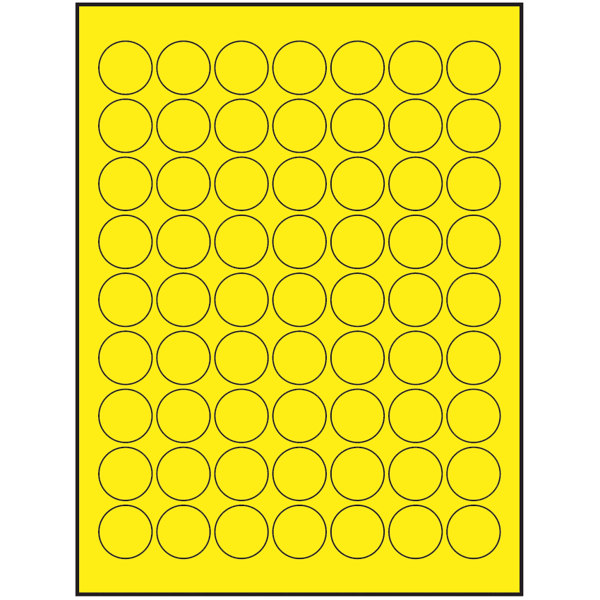 1" Fluorescent Yellow Circular Sheet Labels