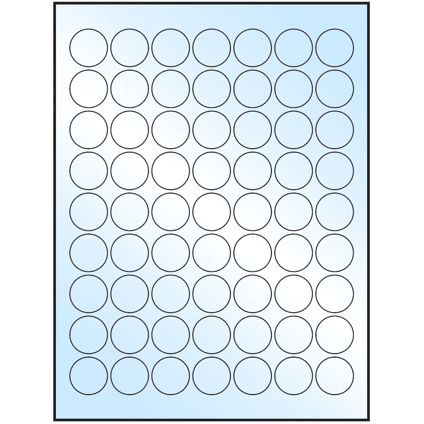 1" White Premium High Gloss Circular Sheet Labels