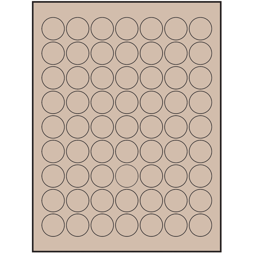 1" Pastel Tan Circular Sheet Labels