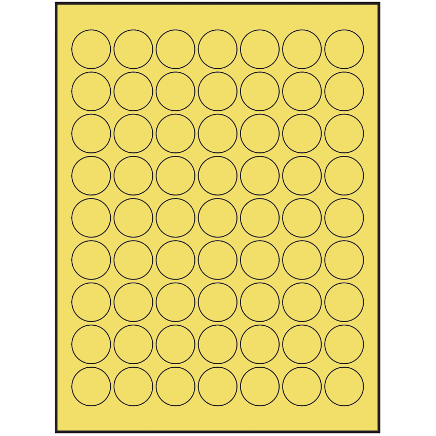 1" Pastel Yellow Circular Sheet Labels