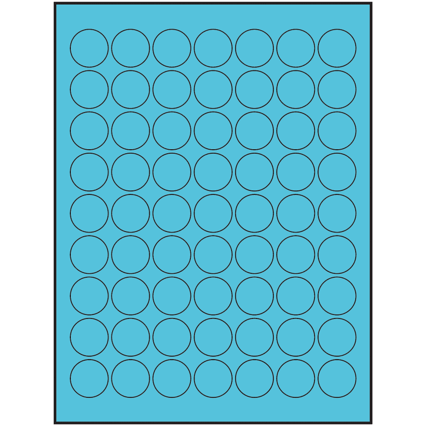 1" Turquoise Circular Sheet Labels
