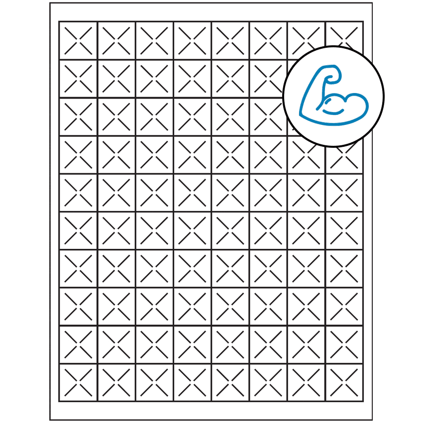 1" x 1" White Square Sheet Labels - Ultra Aggressive Adhesive