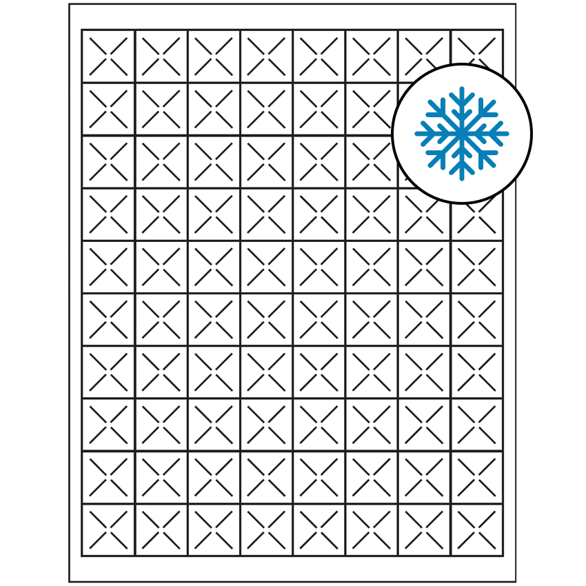 1" x 1" White Square Sheet Labels - Freezer Grade Adhesive
