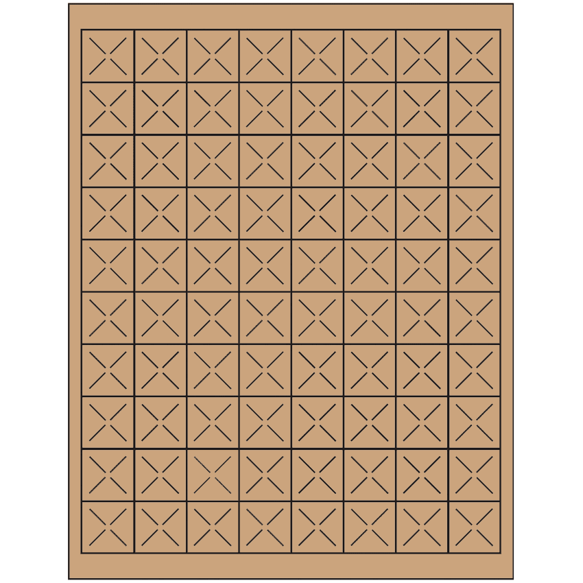 1" x 1" Brown Kraft Square Sheet Labels