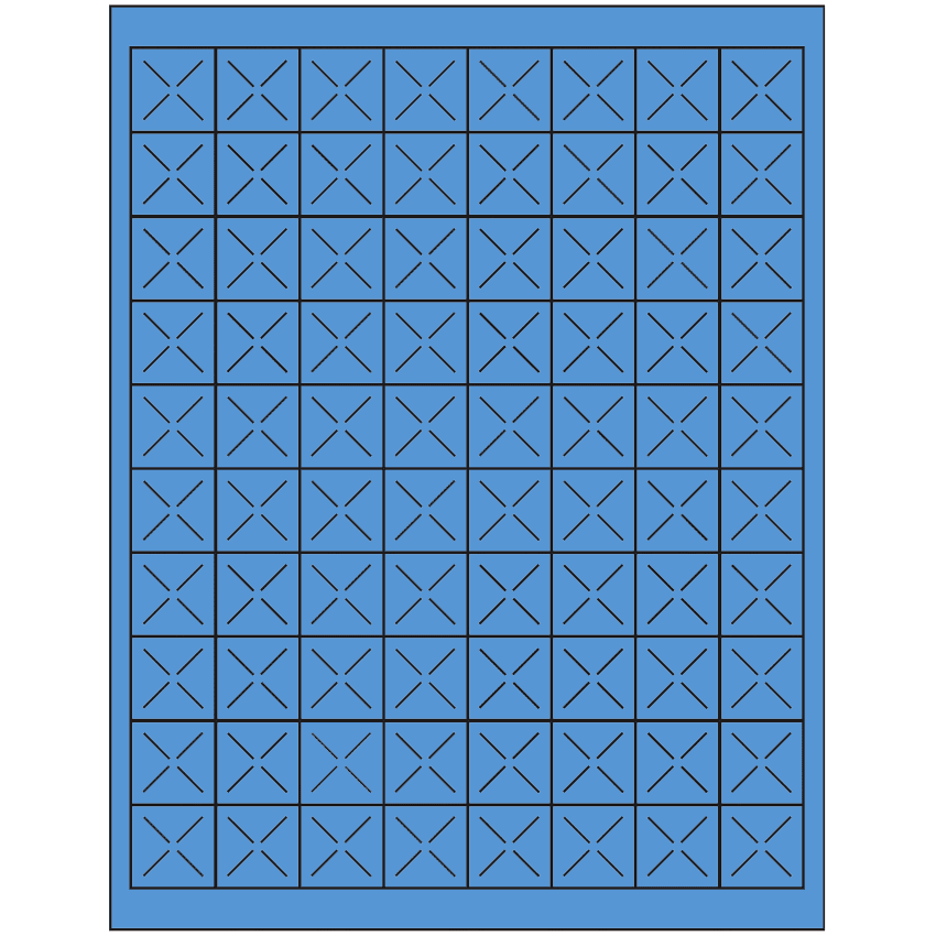 1" x 1" Fluorescent Blue Square Sheet Labels