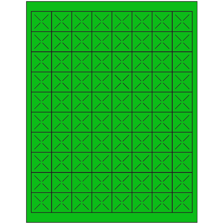 1" x 1" Fluorescent Green Square Sheet Labels