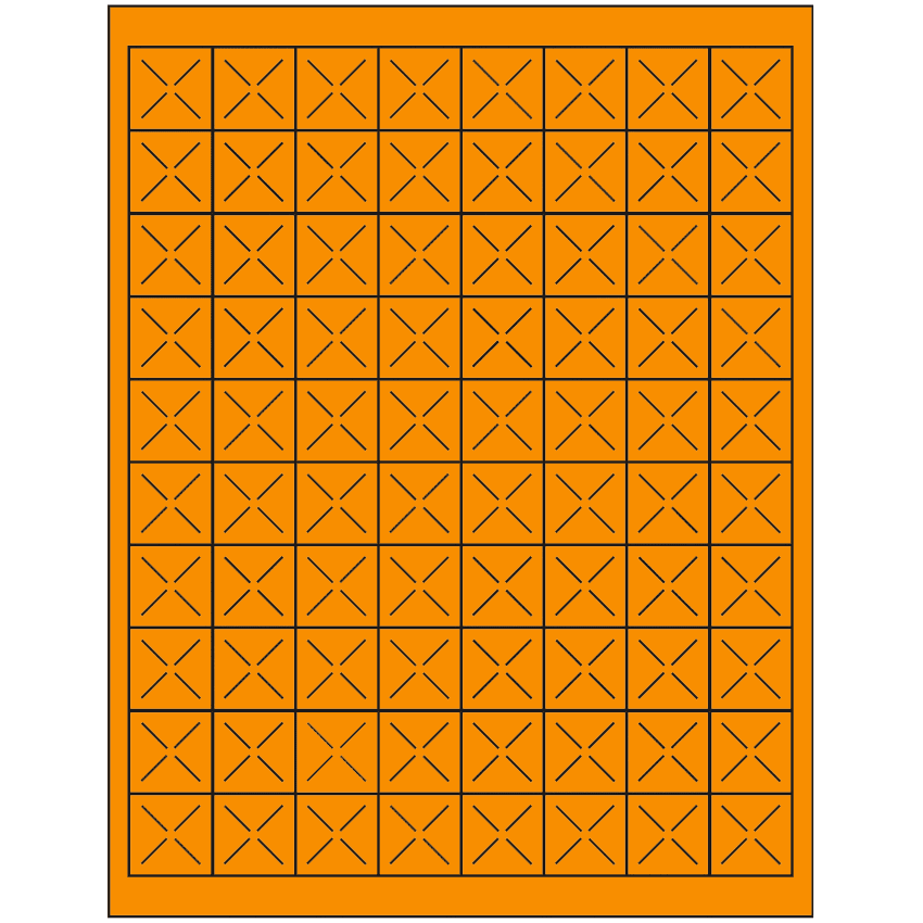 1" x 1" Fluorescent Orange Square Sheet Labels
