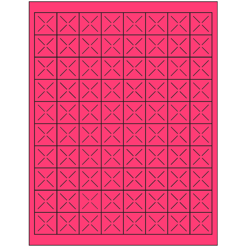 1" x 1" Fluorescent Pink Square Sheet Labels
