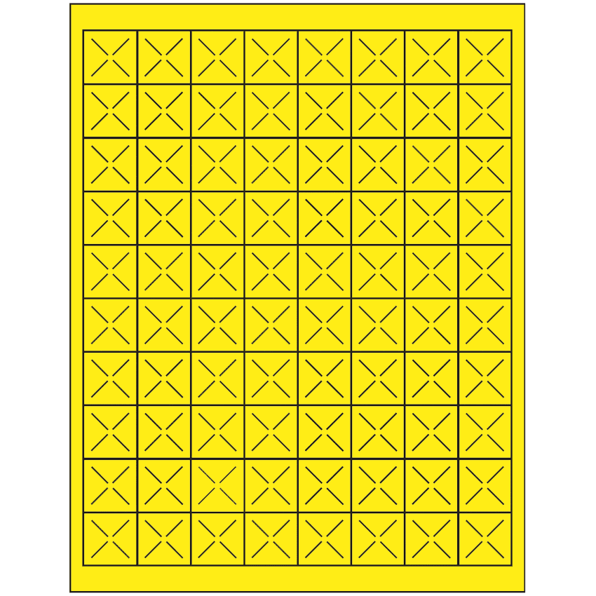 1" x 1" Fluorescent Yellow Square Sheet Labels
