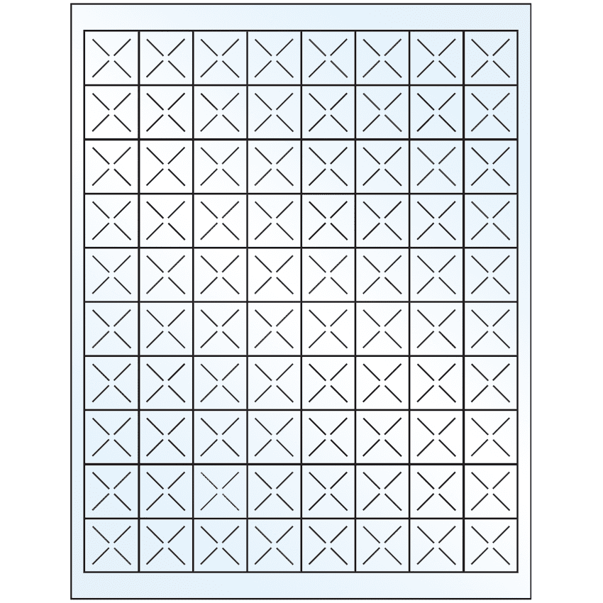 1" x 1" White Mid Gloss Square Sheet Labels
