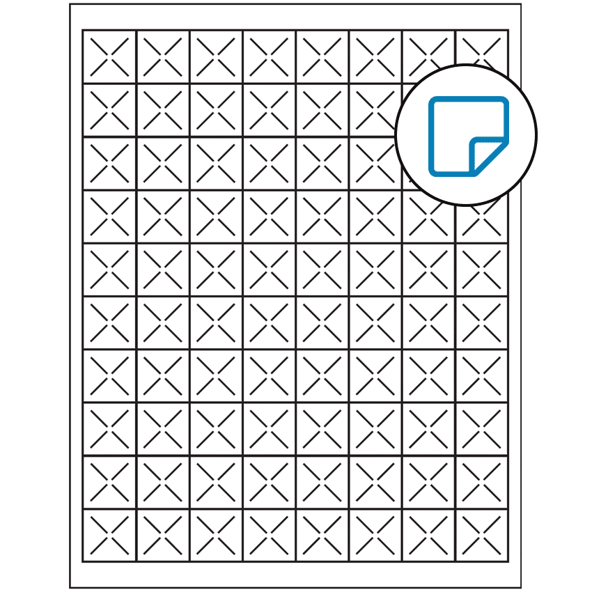 1" x 1" White Square Sheet Labels - Removable Adhesive