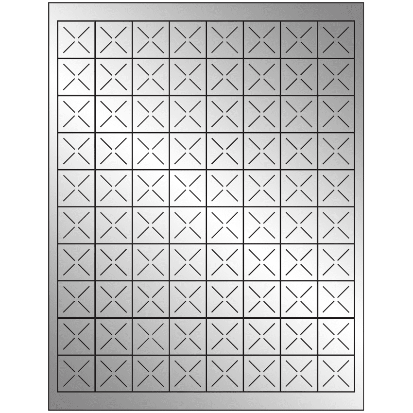 1" x 1" Silver Foil Square Sheet Labels