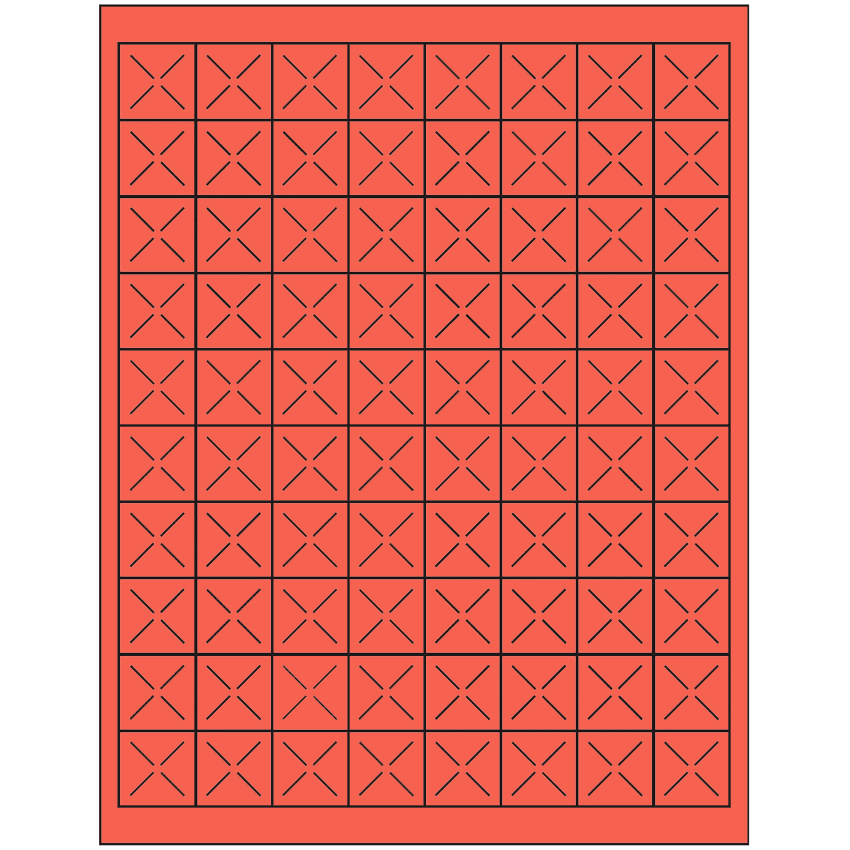 1" x 1" Red Square Sheet Labels