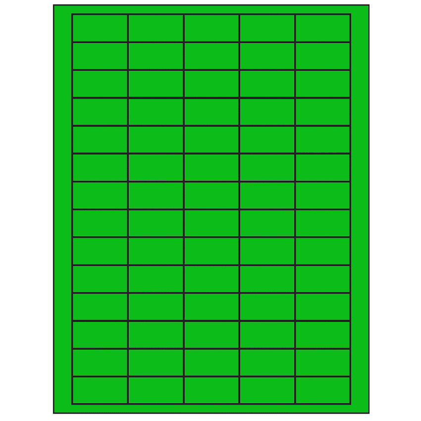 1.5" x 0.75" Fluorescent Green Rectangular Sheet Labels