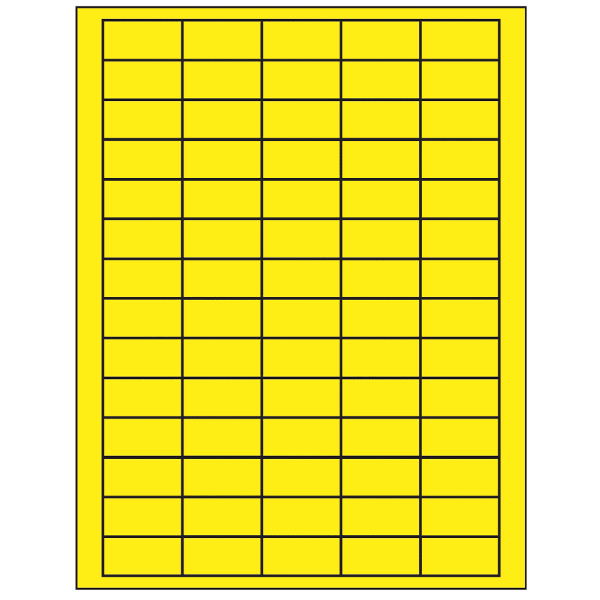 1.5" x 0.75" Fluorescent Yellow Rectangular Sheet Labels