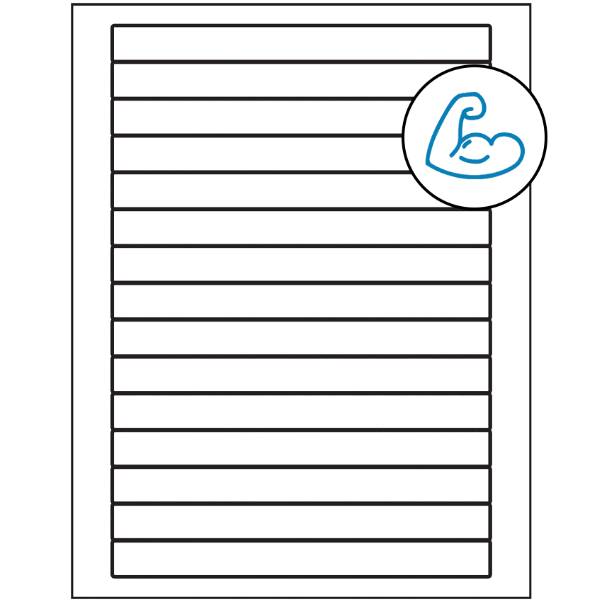 7" x 0.68" White Rectangular Sheet Labels - Ultra Aggressive Adhesive