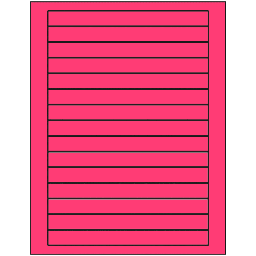 7" x 0.68" Fluorescent Pink Rectangular Sheet Labels