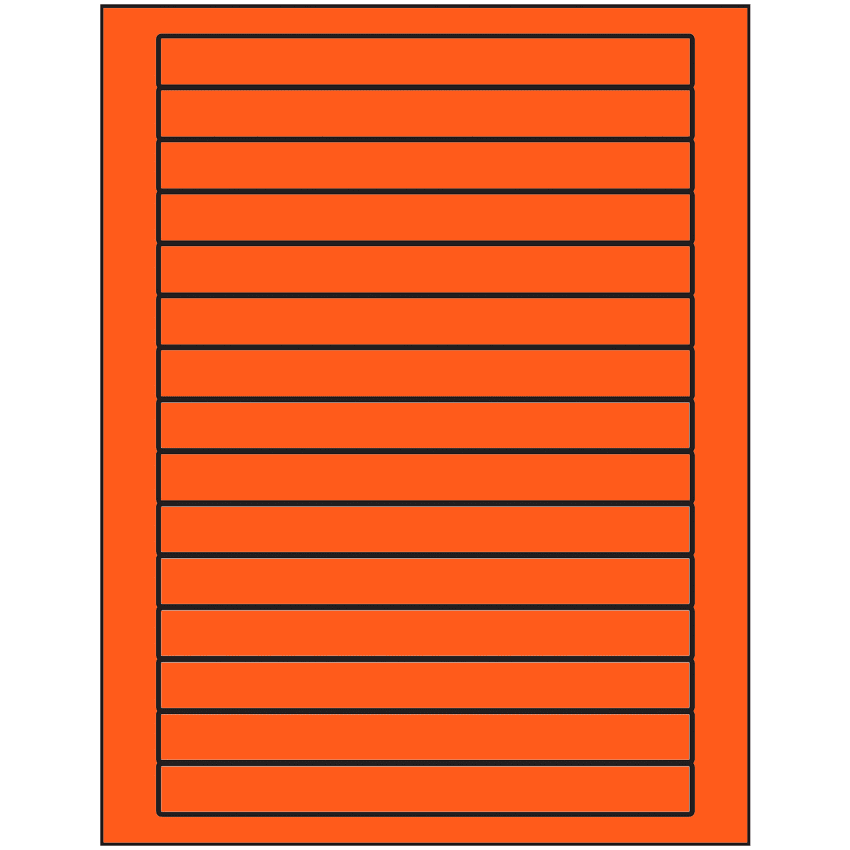 7" x 0.68" Fluorescent Red Rectangular Sheet Labels