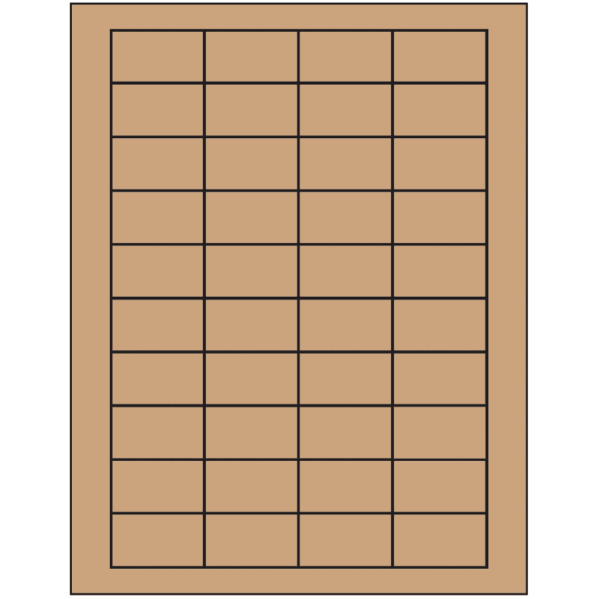 1.75" x 1" Brown Kraft Rectangular Sheet Labels