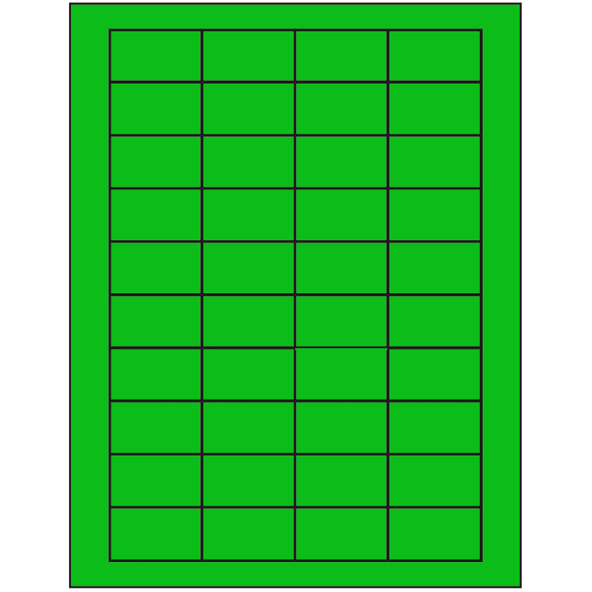 1.75" x 1" Fluorescent Green Rectangular Sheet Labels