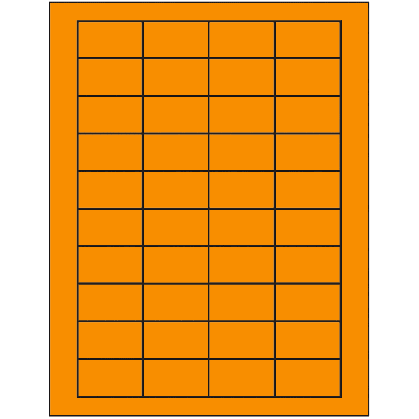 1.75" x 1" Fluorescent Orange Rectangular Sheet Labels
