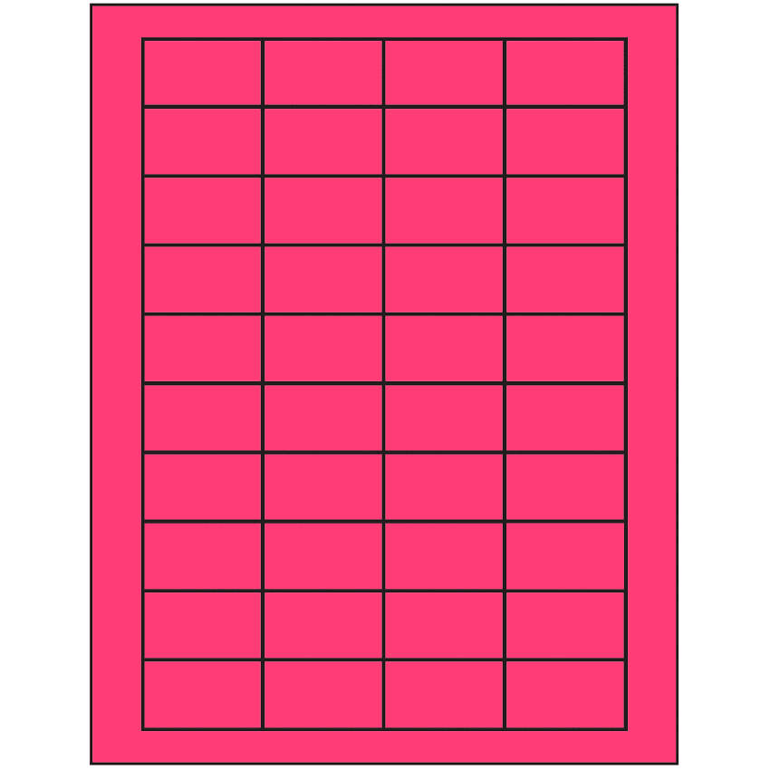 1.75" x 1" Fluorescent Pink Rectangular Sheet Labels