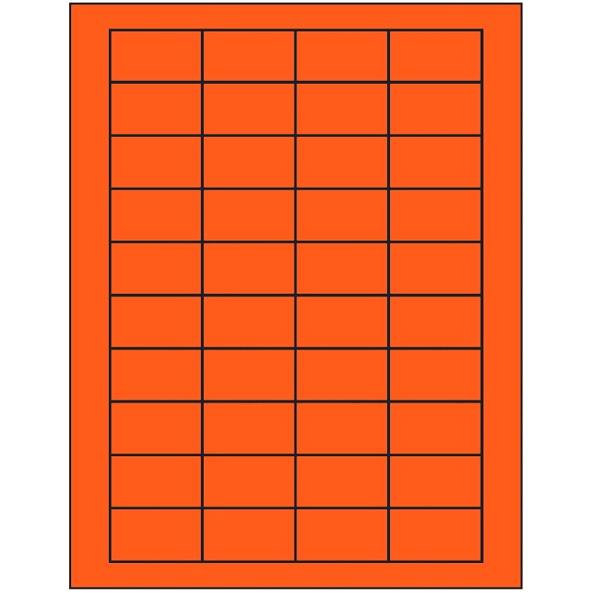 1.75" x 1" Fluorescent Red Rectangular Sheet Labels