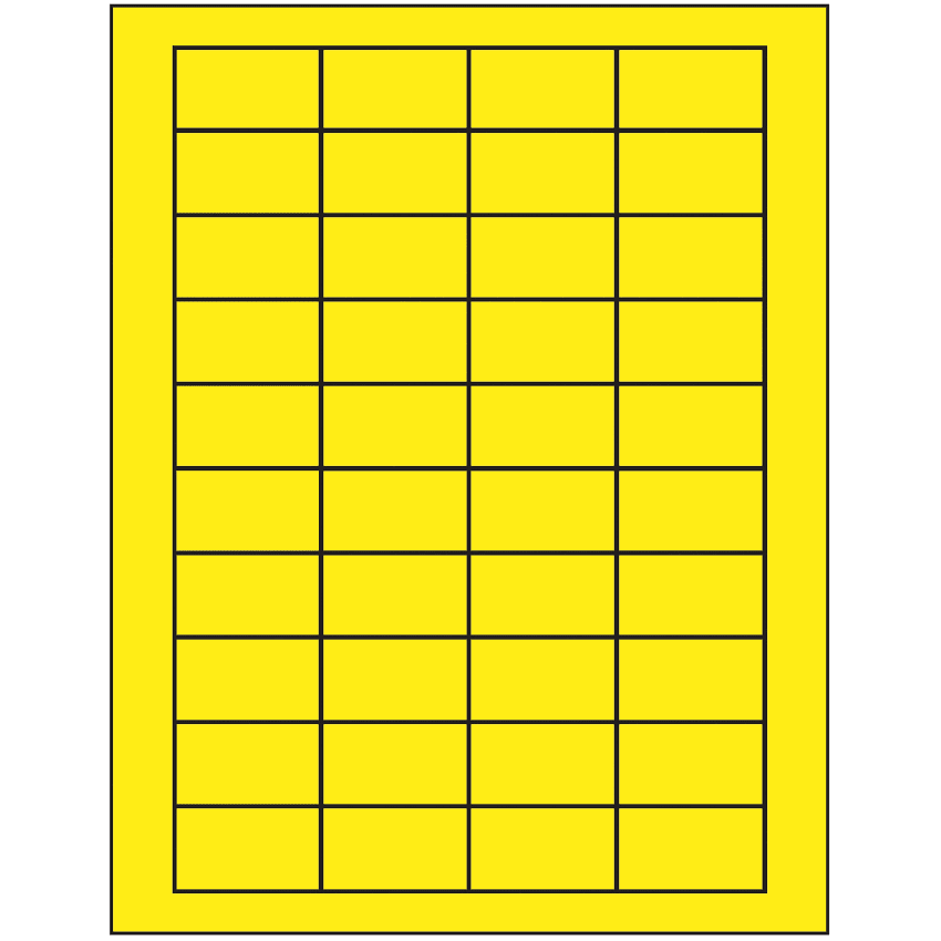 1.75" x 1" Fluorescent Yellow Rectangular Sheet Labels