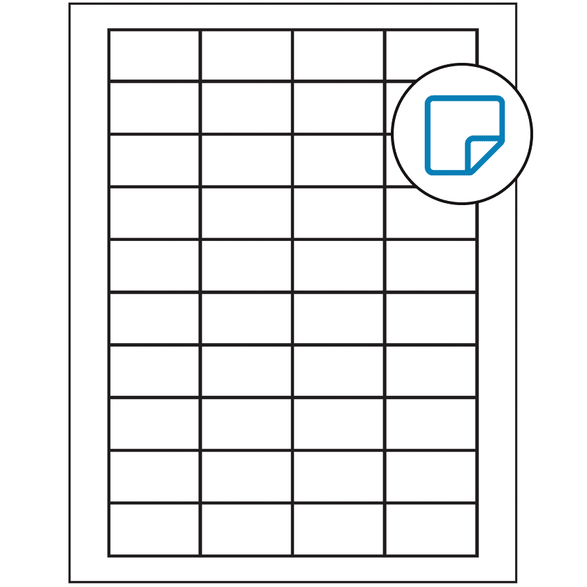 1.75" x 1" White Rectangular Sheet Labels - Removable Adhesive