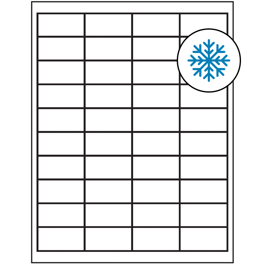 2" x 1" White Rectangular Sheet Labels - Freezer Grade Adhesive