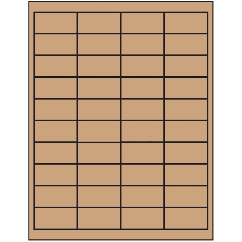 2" x 1" Brown Kraft Rectangular Sheet Labels