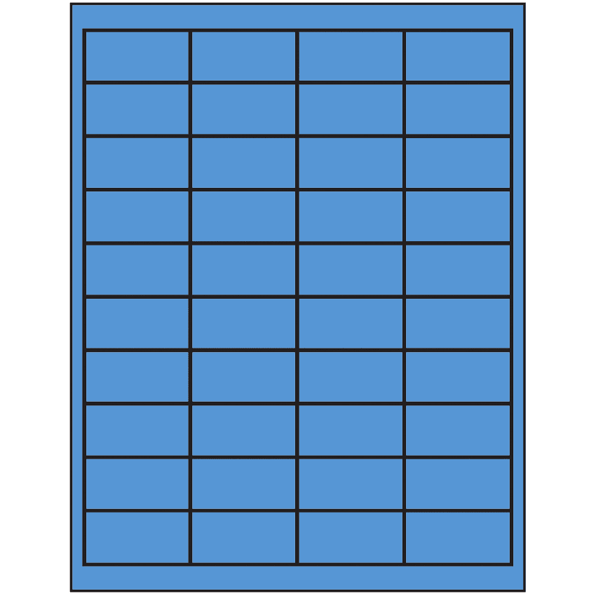 2" x 1" Fluorescent Blue Rectangular Sheet Labels