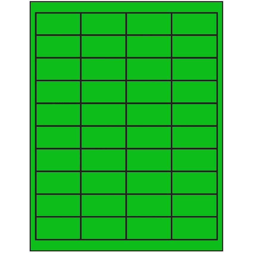 2" x 1" Fluorescent Green Rectangular Sheet Labels