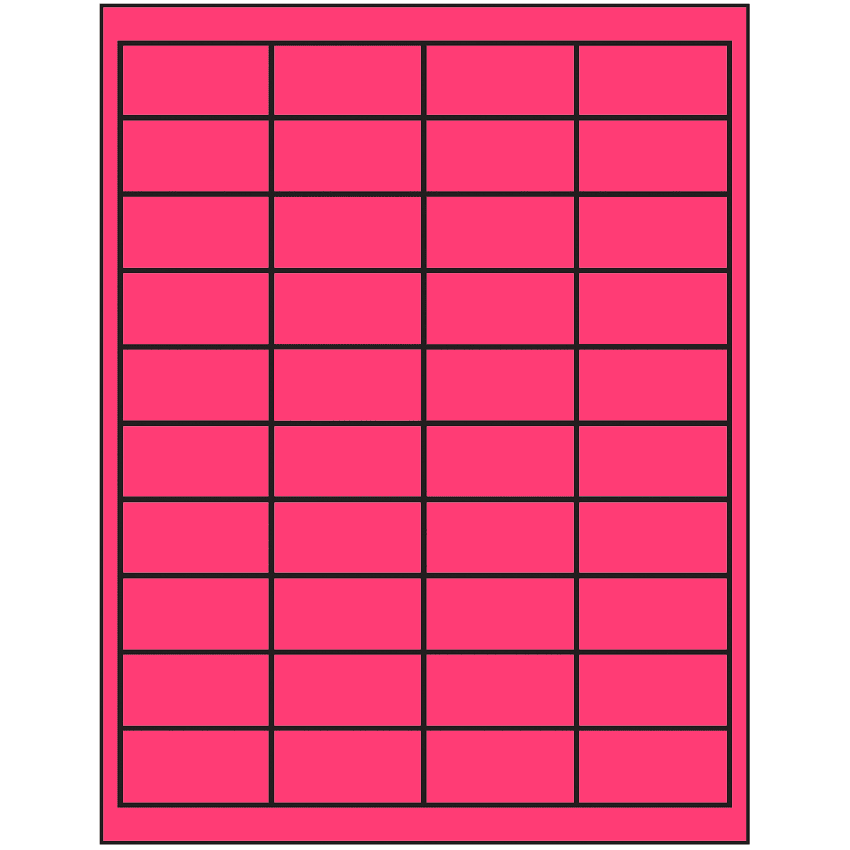 2" x 1" Fluorescent Pink Rectangular Sheet Labels