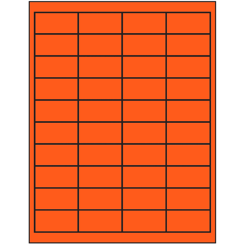 2" x 1" Fluorescent Red Rectangular Sheet Labels