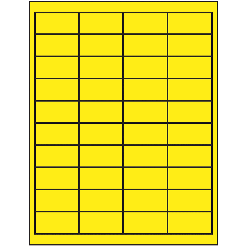 2" x 1" Fluorescent Yellow Rectangular Sheet Labels