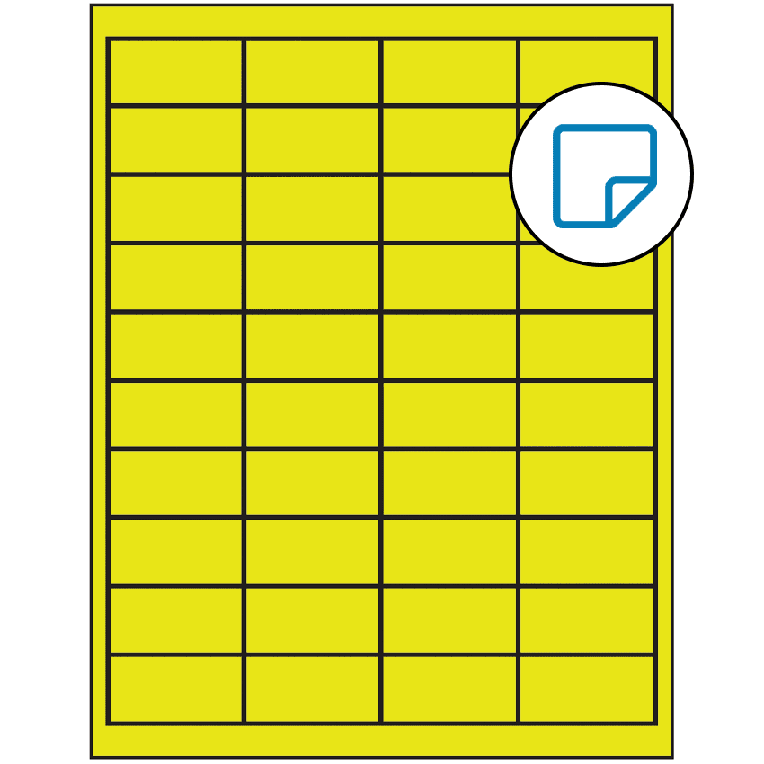 2" x 1" Fluorescent Yellow Rectangular Sheet Labels - Removable Adhesive