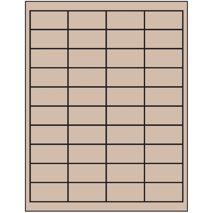 2" x 1" Pastel Tan Rectangular Sheet Labels