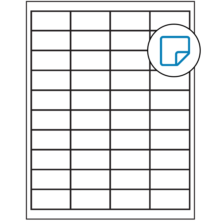 2" x 1" White Rectangular Sheet Labels - Removable Adhesive