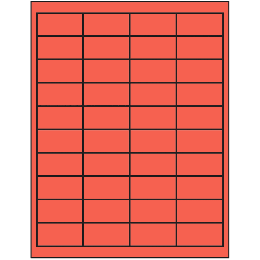 2" x 1" Red Rectangular Sheet Labels