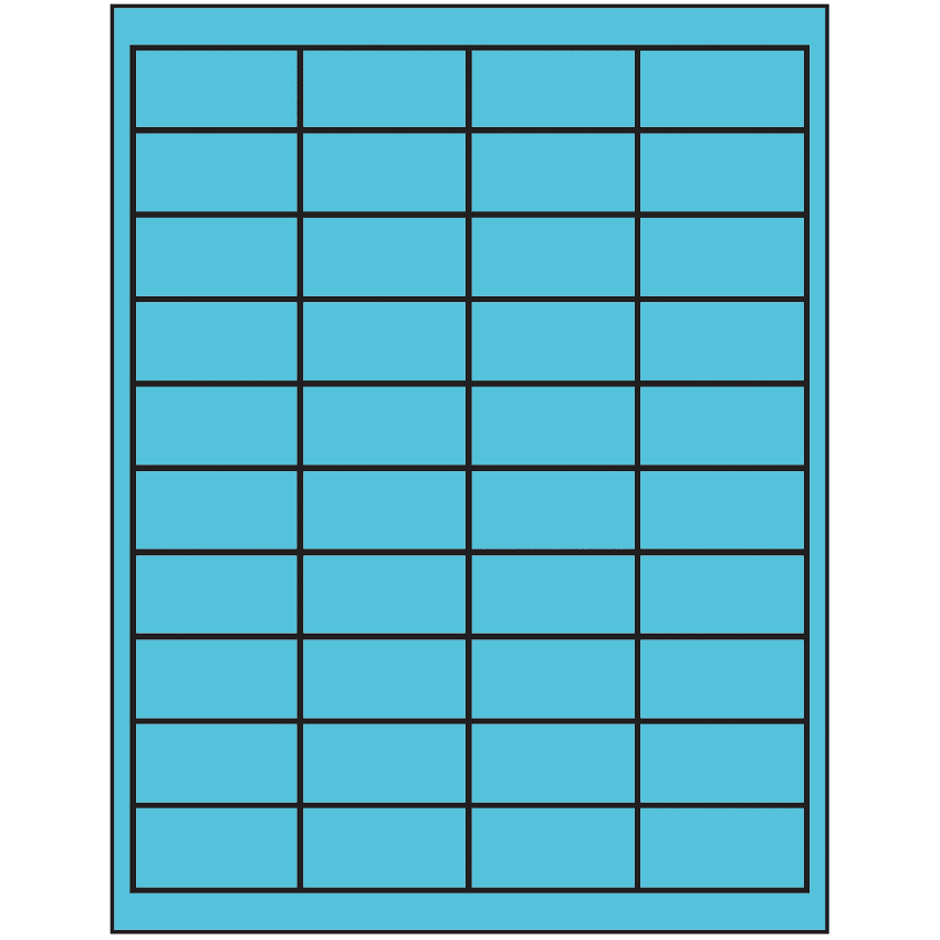 2" x 1" Turquoise Rectangular Sheet Labels
