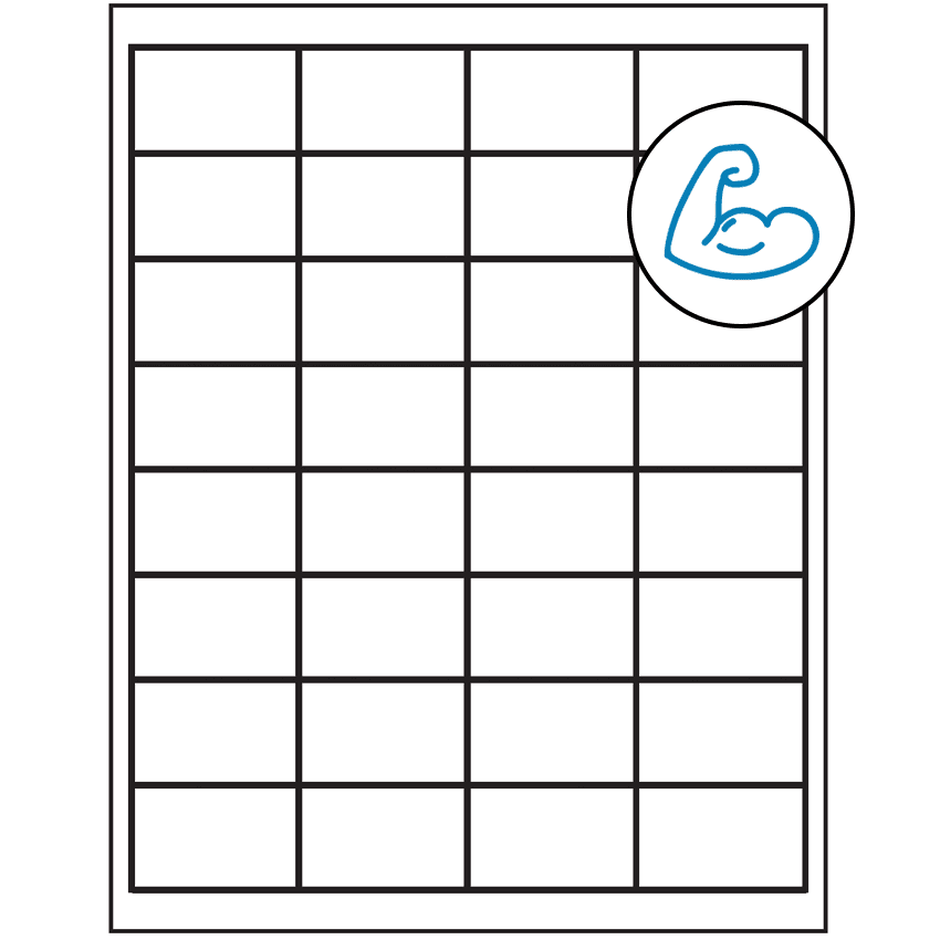 2" x 1.25" White Rectangular Sheet Labels - Ultra Aggressive Adhesive