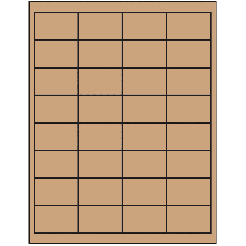 2" x 1.25" Brown Kraft Rectangular Sheet Labels