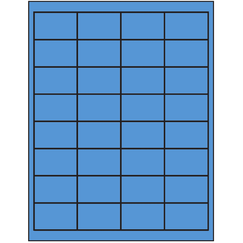 2" x 1.25" Fluorescent Blue Rectangular Sheet Labels