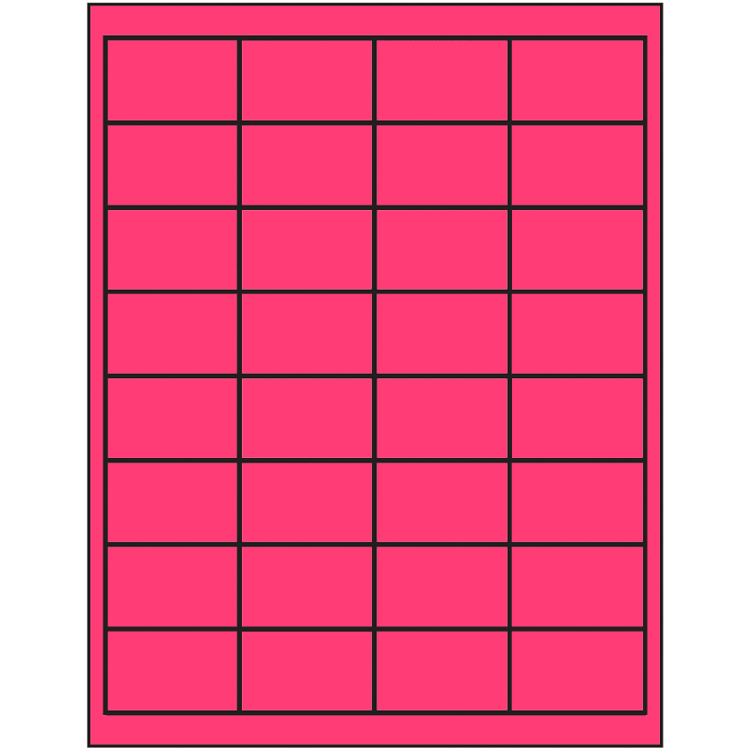 2" x 1.25" Fluorescent Pink Rectangular Sheet Labels