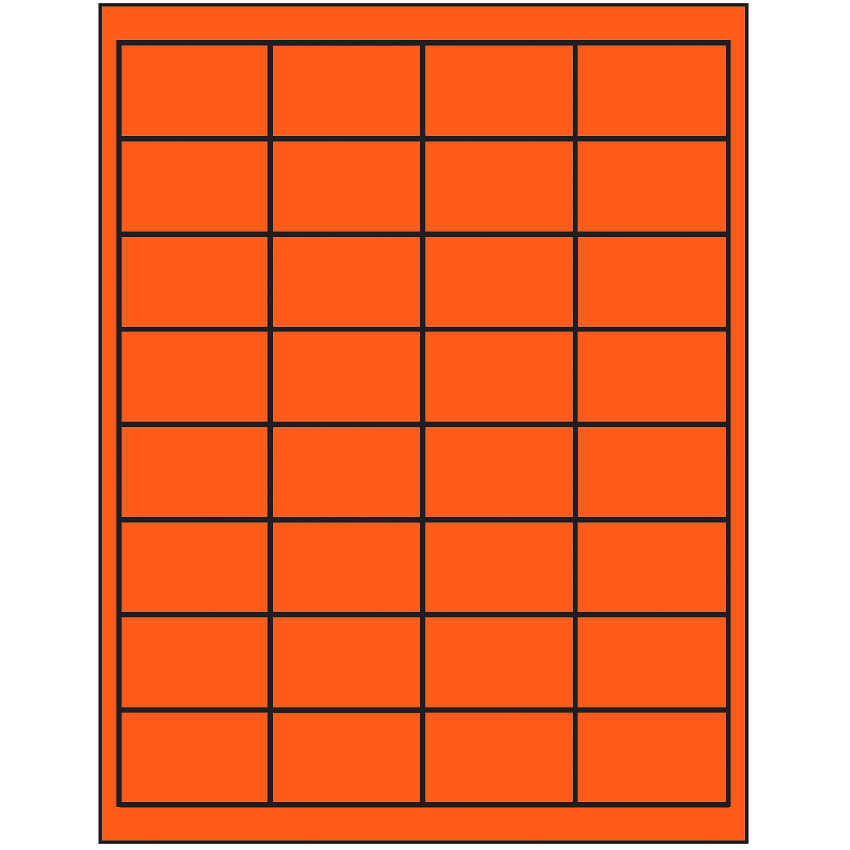 2" x 1.25" Fluorescent Red Rectangular Sheet Labels