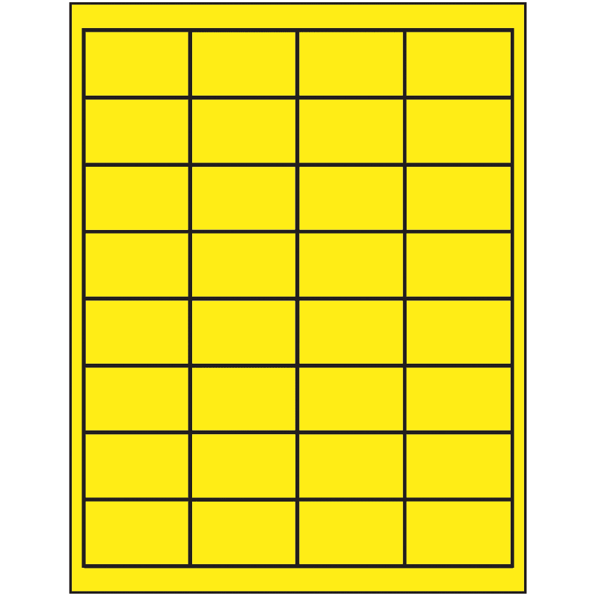 2" x 1.25" Fluorescent Yellow Rectangular Sheet Labels
