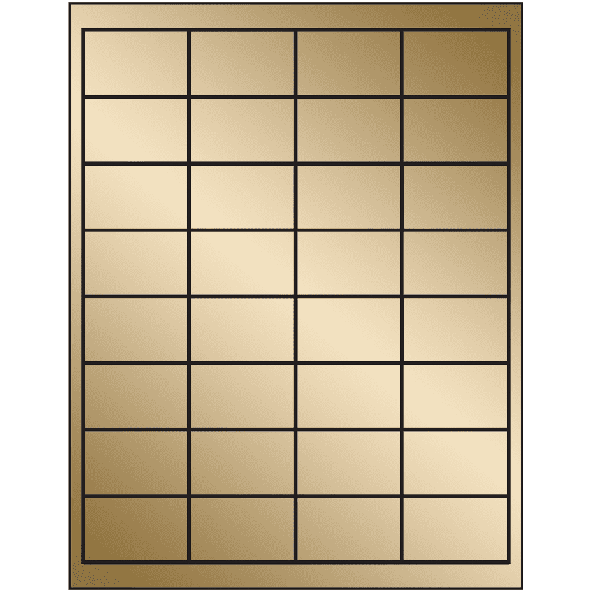 2" x 1.25" Gold Foil Rectangular Sheet Labels