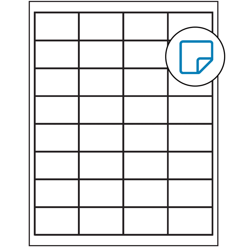 2" x 1.25" White Rectangular Sheet Labels - Removable Adhesive